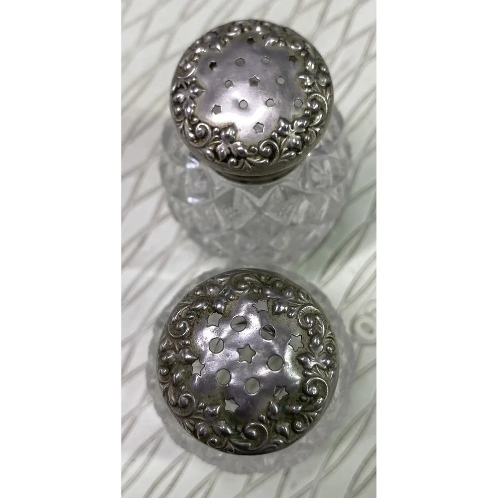 Vintage Mid Century Clear Leaded Crystal Pineapple Pattern Salt & Pepper Shakers